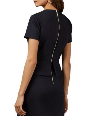 open lace back dress Diana Peplum Ball Gown with Asymmetric Lapel  Emile Vidal Carr