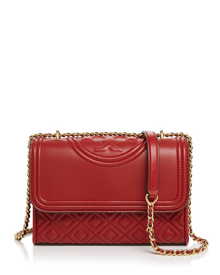 Tory Burch Fleming Small Leather Convertible Shoulder Bag In Red Apple/gold