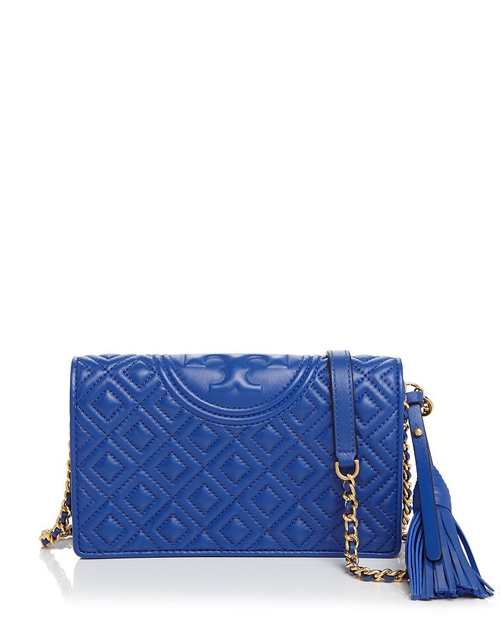 Tory Burch Fleming Chain Wallet In Nautical Blue/gold