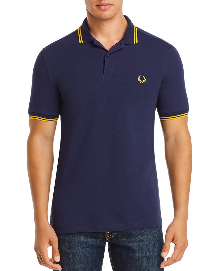 Fred Perry Twin Tipped Polo Shirt - Carbon Blue In Carbon Blue / Sunglow