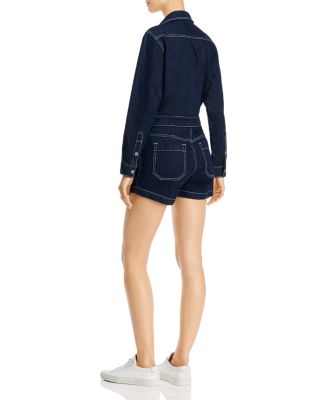 denim zip romper