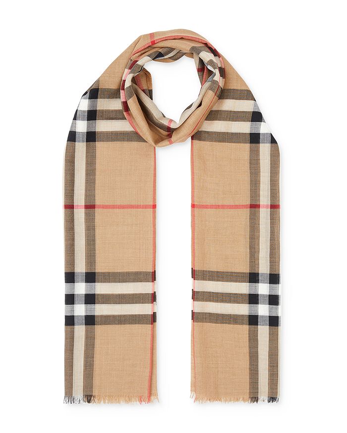 Burberry Lightweight Giant Check Wool & Silk Scarf | Bloomingdale's