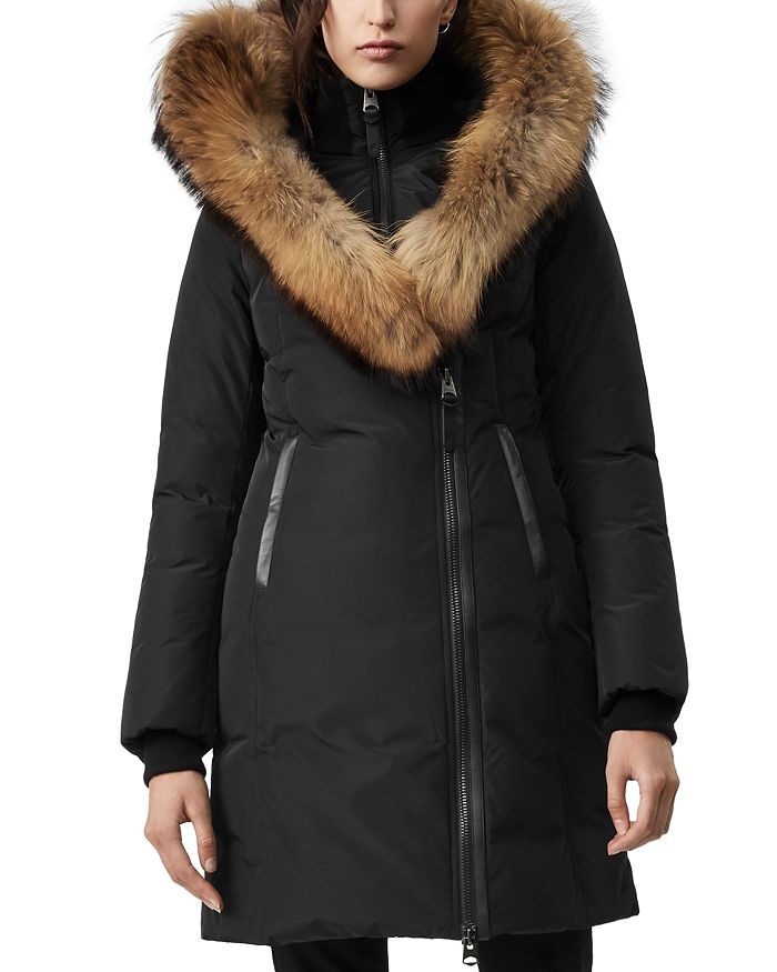 Mackage Kay Lavish Fur Trim Down Coat In Black/brown Fur