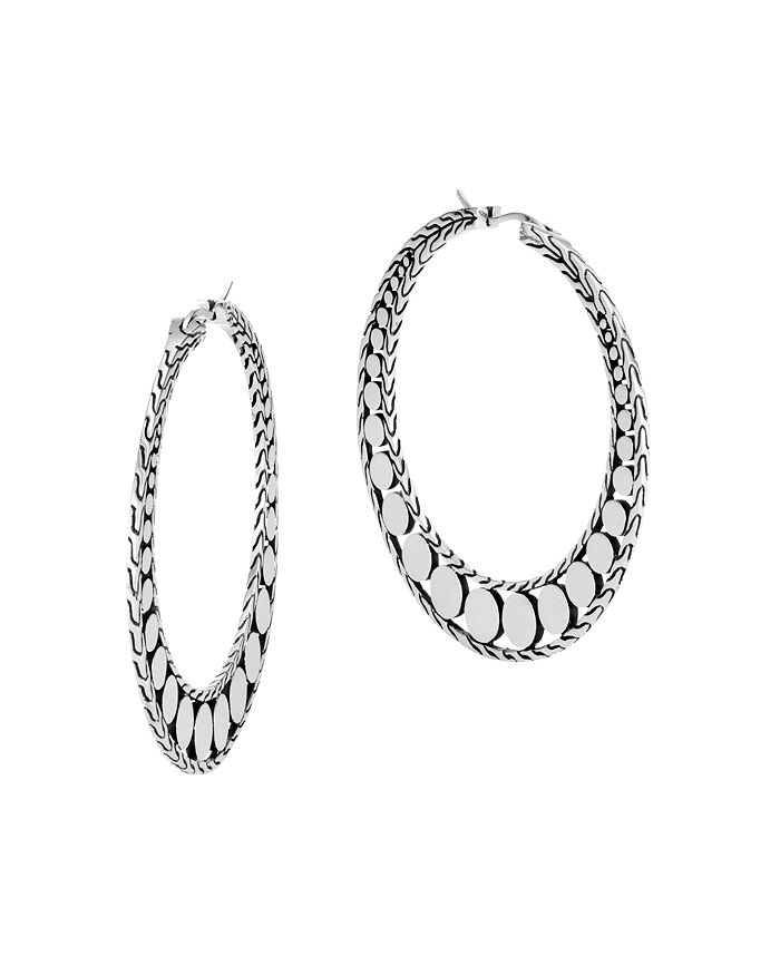 JOHN HARDY STERLING SILVER DOT HOOP EARRINGS,EB30058