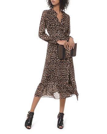 MICHAEL Michael Kors Animal Print Midi Wrap Dress | Bloomingdale's