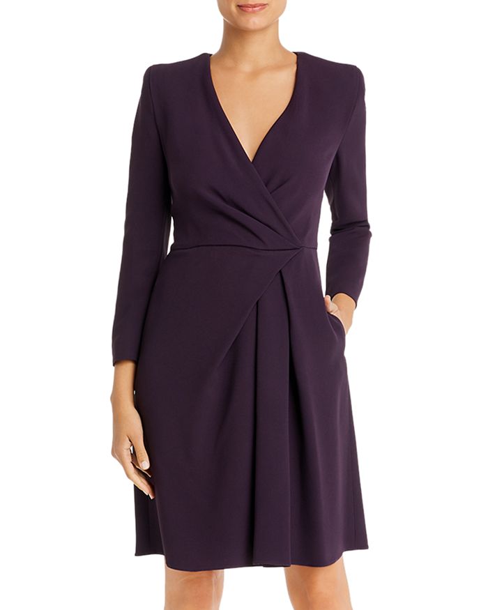 Armani Collezioni Emporio Armani Faux-wrap Fit-and-flare Dress In Purple