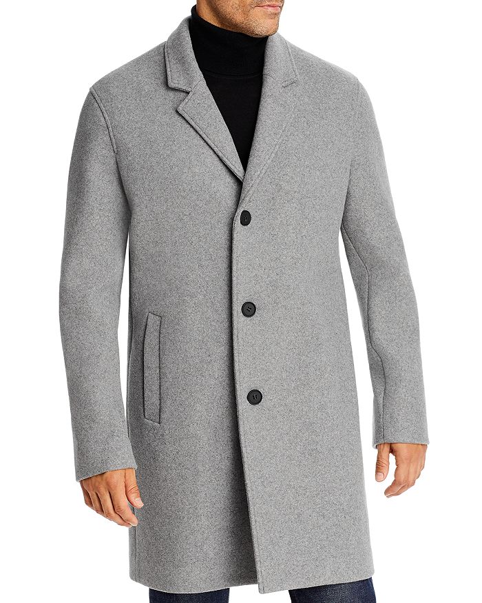 Shop Cole Haan Single-breasted Top Coat In Light Gray
