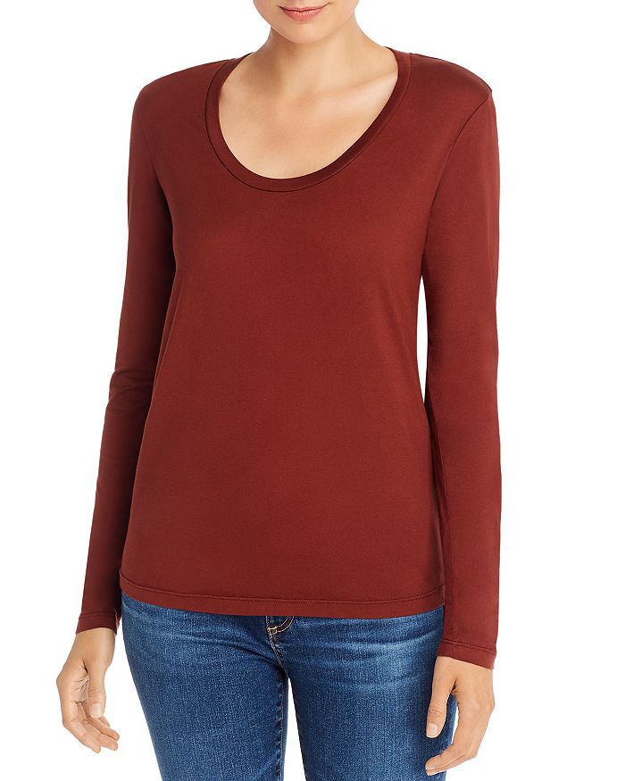 AG CAMBRIA LONG-SLEEVE SCOOP-NECK TEE,EVC70862