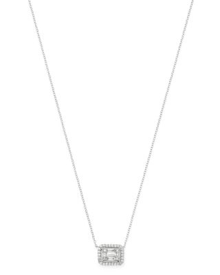 Diamond Mosaic Pendant Necklace in 14K White Gold, 0.75 tcw 