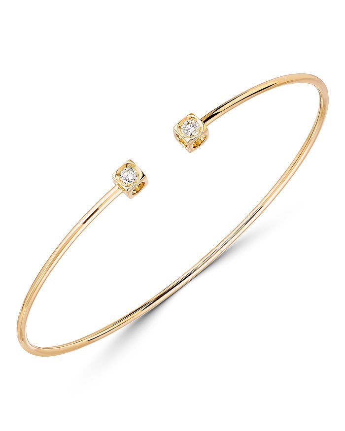 Shop Dinh Van 18k Yellow Gold Le Cube Diamant Bangle Bracelet With Diamonds In White/gold