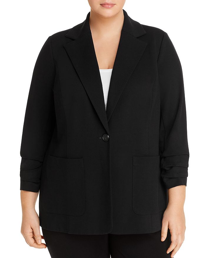 VINCE CAMUTO PLUS PONTE RUCHED-SLEEVE BLAZER,9299537