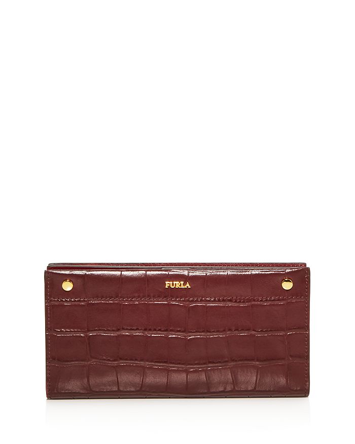Furla Croc-embossed Leather Continental Wallet In Red