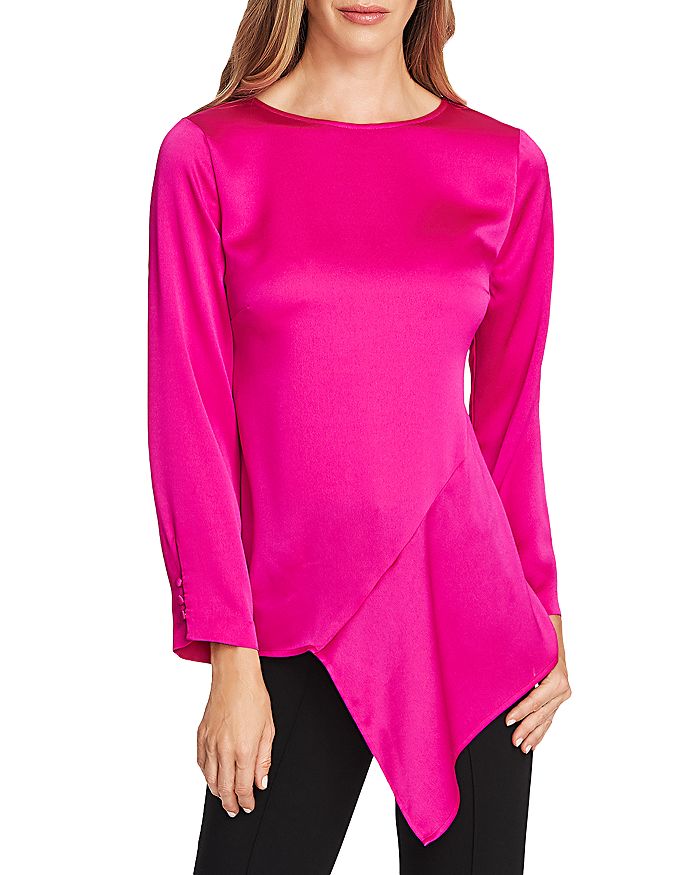 Vince Camuto Hammered Satin Blouse - 100% Exclusive In Pink Shock
