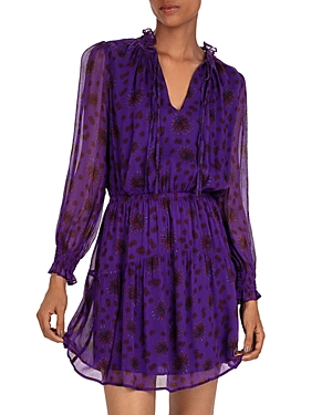 Ba&sh Ba & Sh Gizel Floral A-line Dress In Purple