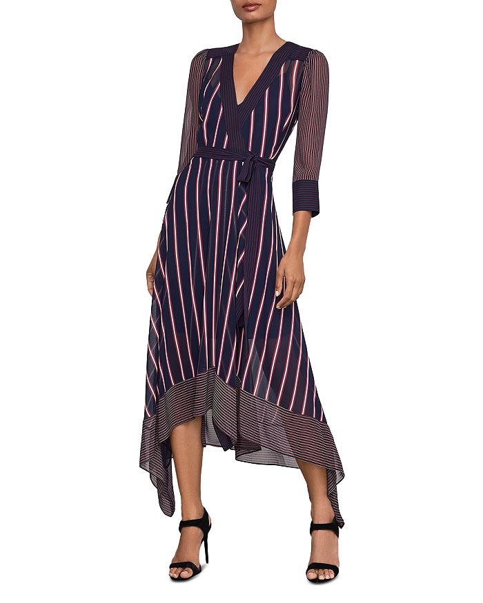 BCBGMAXAZRIA Mixed Stripe Wrap Dress | Bloomingdale's