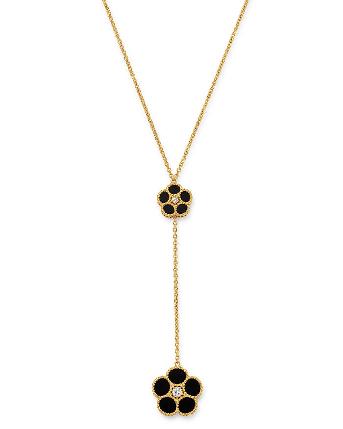 Roberto Coin 18k Yellow Gold Daisy Diamond & Black Onyx Y Necklace, 17.5 - 100% Exclusive In Black/gold