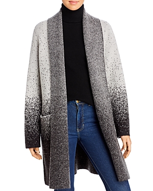 Donna Karan New York Ombre Flyaway Sweater Coat In Silver Combo