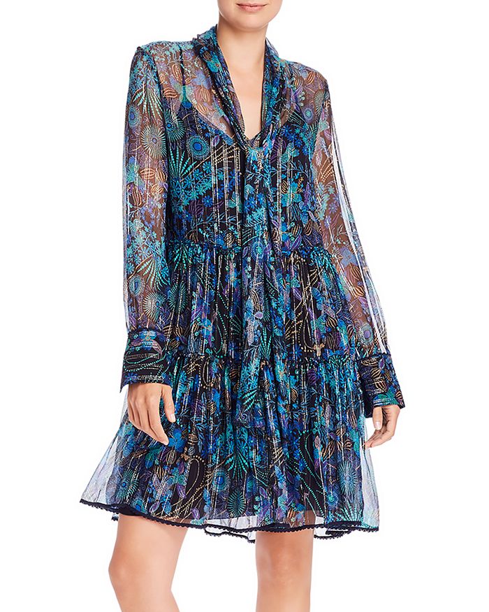 SEE BY CHLOÉ SEE BY CHLOE SILK-BLEND METALLIC ACCENT PRINTED DRESS,S20SRO02020