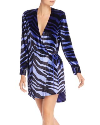 zebra velvet wrap dress