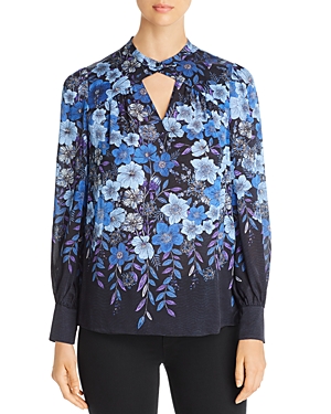 ELIE TAHARI SIOBHAN SILK KEYHOLE BLOUSE,E808V509