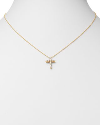 Diamond Cross Pendant Necklace in 14K Yellow Gold, 0.50 tcw 