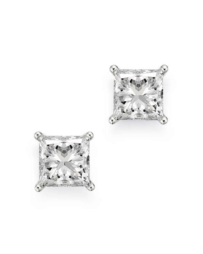 Bloomingdale's Certified Princess-cut Diamond Solitaire Stud Earrings In 14k White Gold, 3.0 Ct. T.w. - 100% Exclus