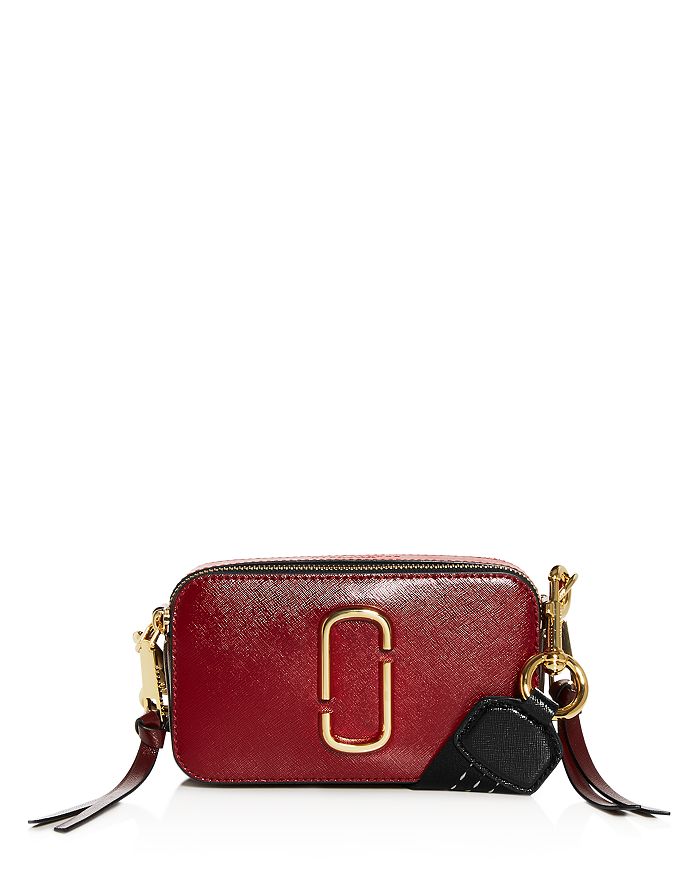 Marc Jacobs Snapshot Leather Crossbody In Cranberry/gold
