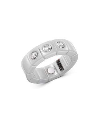 Roberto Demeglio - 18K White Gold & White Ceramic Scacco Stretch Ring with Diamonds