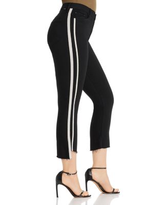 MOTHER Insider Striped Crop Step Hem Fray Jeans in Guilty