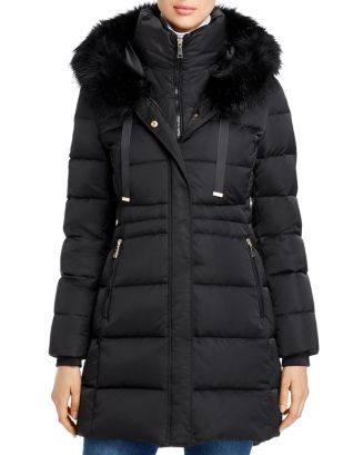 T Tahari Stephanie Faux Fur Trim Puffer Coat | Bloomingdale's