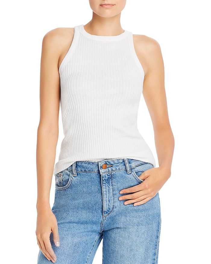 Enza Costa Lightweight Ribbed Tank In White