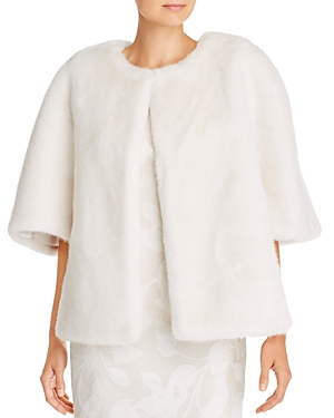 Adrianna Papell Faux-fur Jacket In Ivory