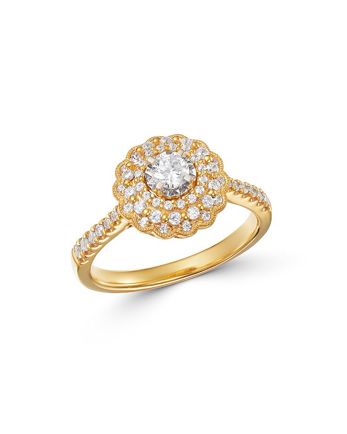 Bloomingdale's Diamond Milgrain Engagement Ring In 14k Yellow Gold, 0.60 Ct. T.w. - 100% Exclusive In White/gold