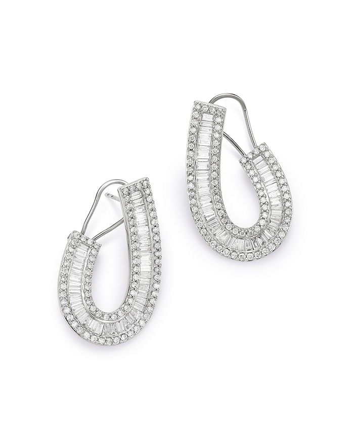 Bloomingdale's Round & Baguette Front-to-back Earrings In 14k White Gold, 2.50 Ct. T.w. - 100% Exclusive