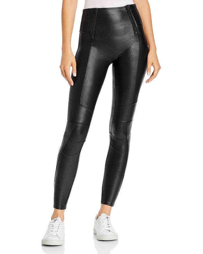 NEW SPANX FASHION SEXY FAUX LEATHER QUILTED BLACK LEGGING PANTS