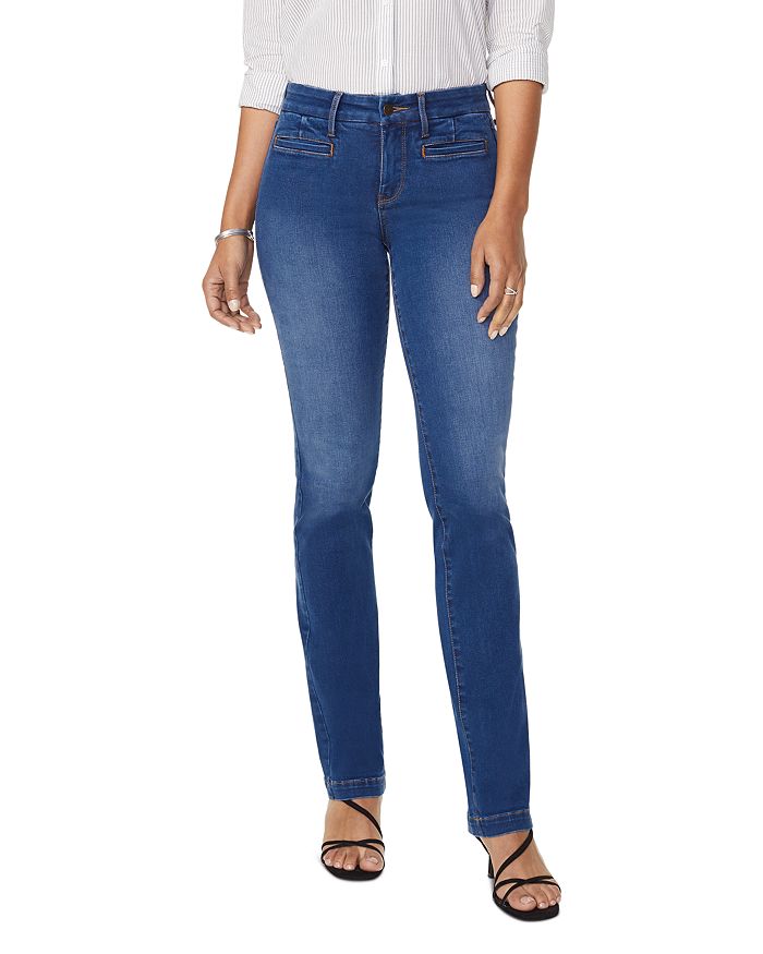 NYDJ MARILYN TAILORED WELT-POCKET STRAIGHT JEANS IN CLEAN NAPIER,MDNAMS2712