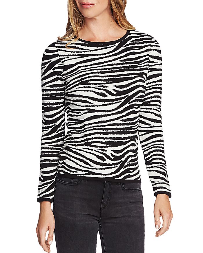 Vince Camuto Zebra Jacquard Knit Sweater - 100% Exclusive In Antique White