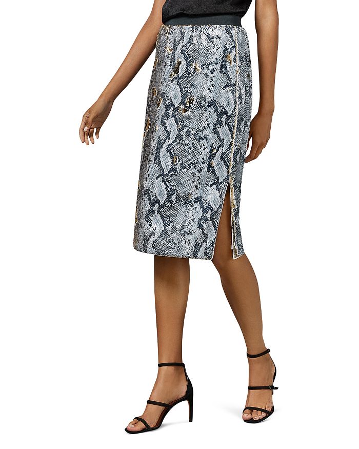 Ted Baker Meeoh Snakeskin Sequin Midi Skirt | Bloomingdale's