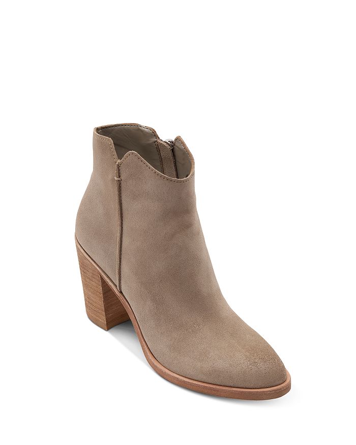 Dolce Vita Women's Seyon Stacked Heel Ankle Booties In Dark Taupe Suede