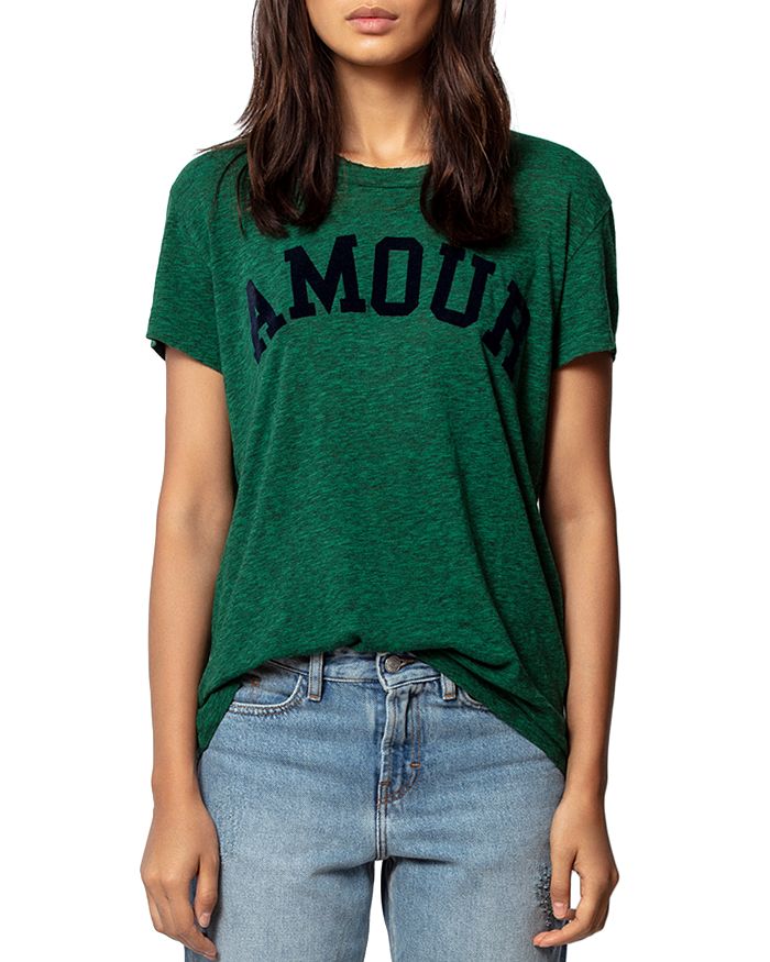 ZADIG & VOLTAIRE WALK AMOUR CHINE OVERDYED TEE,WHTP1801F
