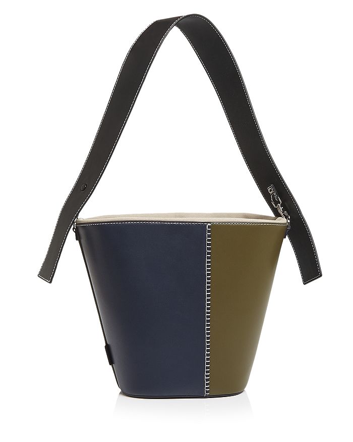 Vasic Esta Bi Color Medium Leather Bucket Bag In Navy