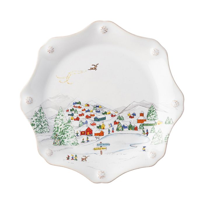 Juliska Berry & Thread North Pole Scalloped Dessert/salad Plate, Set Of 4 In Multi