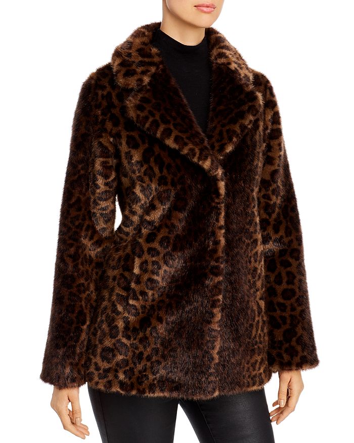 Donna Karan New York Leopard Print Faux Fur Jacket In Brown Leopard ...