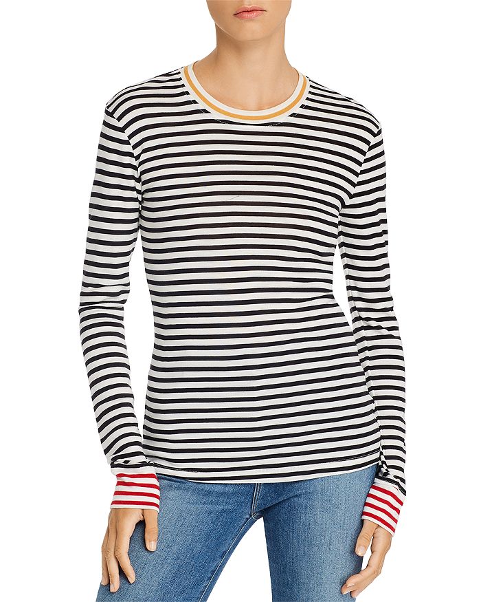 Splendid Wyatt Striped Colorblock Long-sleeve Top In Black/white Stripe ...