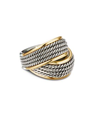 Sterling Silver & 18K Yellow Gold Origami Crossover Ring