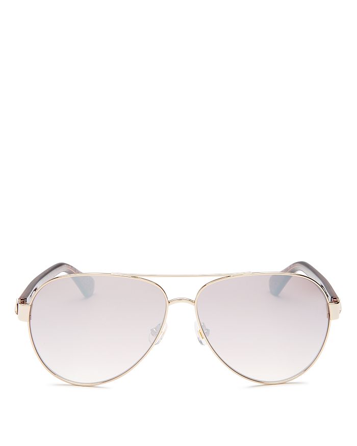 Kate Spade New York Women's Geneva Brow Bar Aviator Sunglasses, 59mm In Gold Pink/brown Gradient