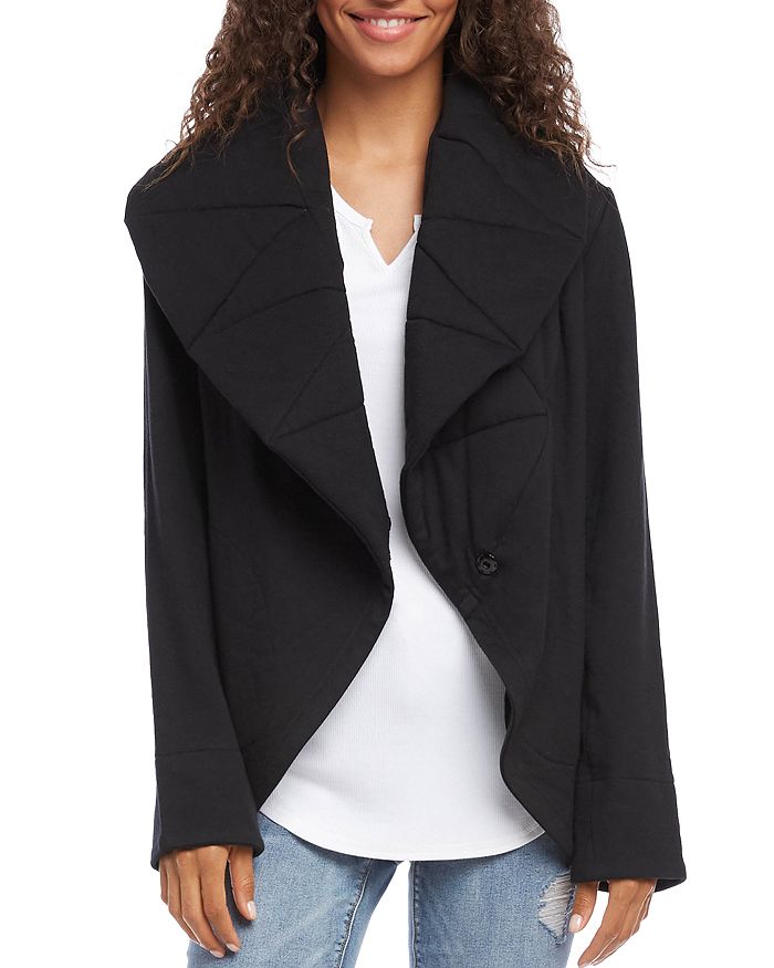Karen Kane: Edge Stitch Quilted Jacket in Cream/Black (4L38000)