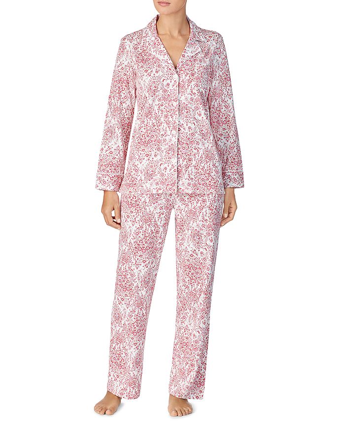 Ralph Lauren Lauren  Cotton Knit Pajama Set In Red Print