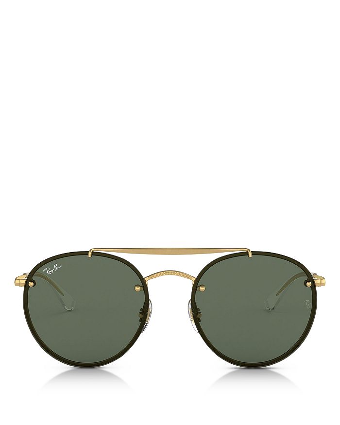 Ray Ban Ray-ban Unisex Brow Bar Aviator Sunglasses, 54mm In Gold/dark Green Solid