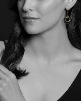 Meridian 18K Yellow Gold & Black Caviar Drop Earrings